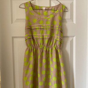 Xhilaration Taupe + Neon Yellow Polka Dot Dress